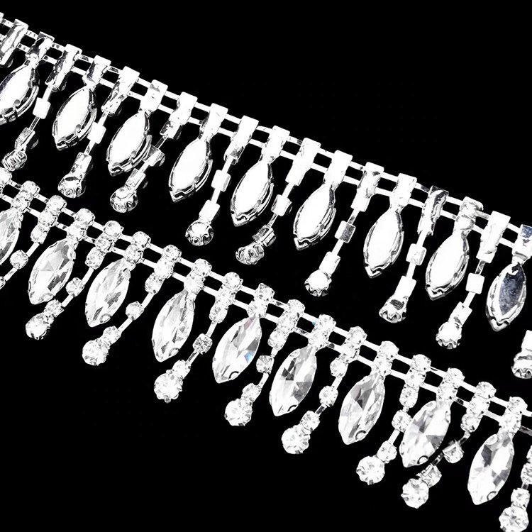 Fashionable caw chain garment shoe belt accessories trim glass crystal dress accessories