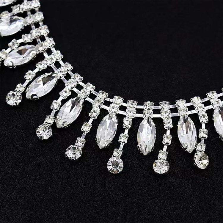 Fashionable caw chain garment shoe belt accessories trim glass crystal dress accessories