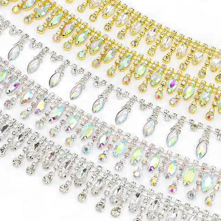 Fashionable caw chain garment shoe belt accessories trim glass crystal dress accessories