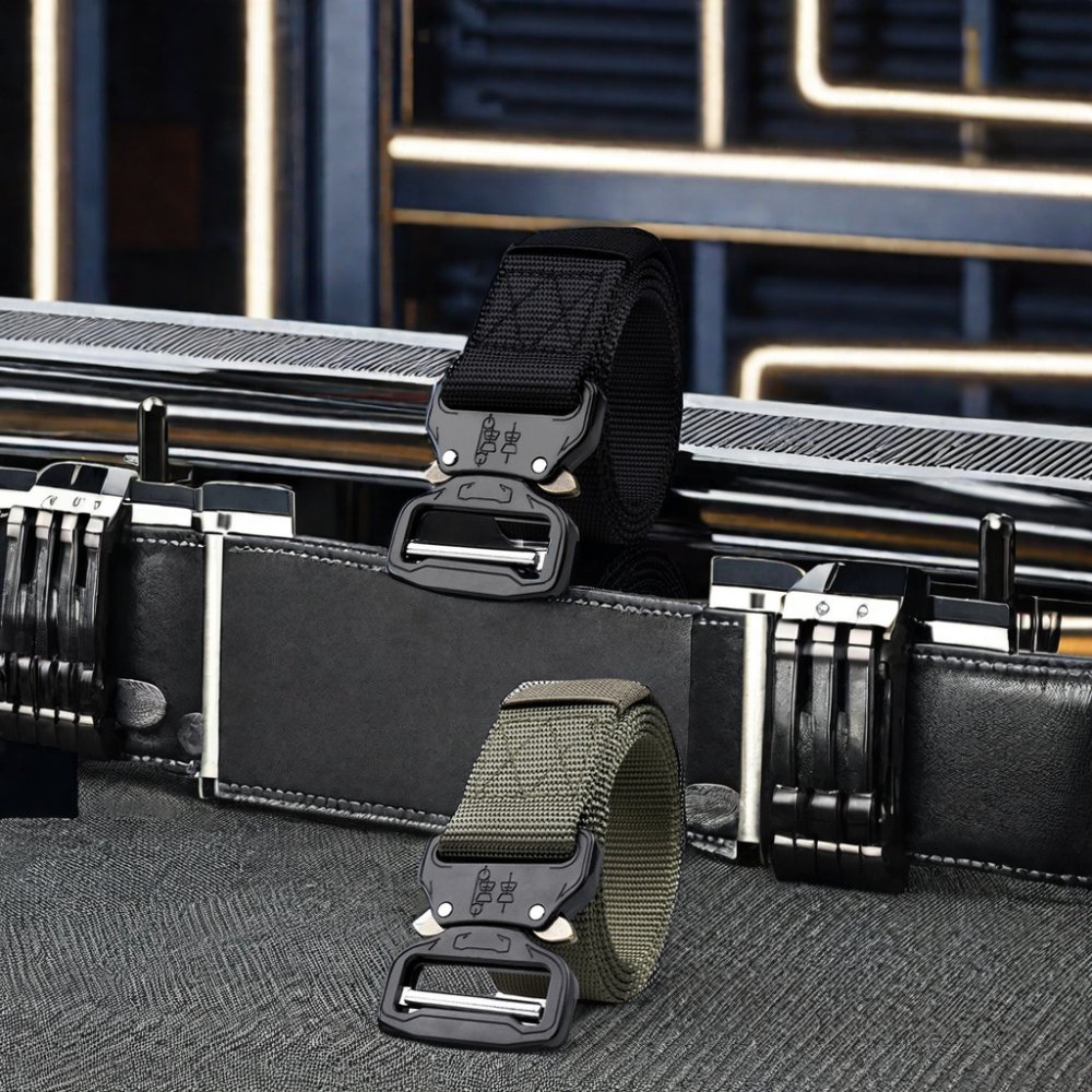 Men's Versatile Outdoor Tactical Nylon Woven Combat Belt Knitted Fabric Metal Buckle Hunting Sports Special Training Belt