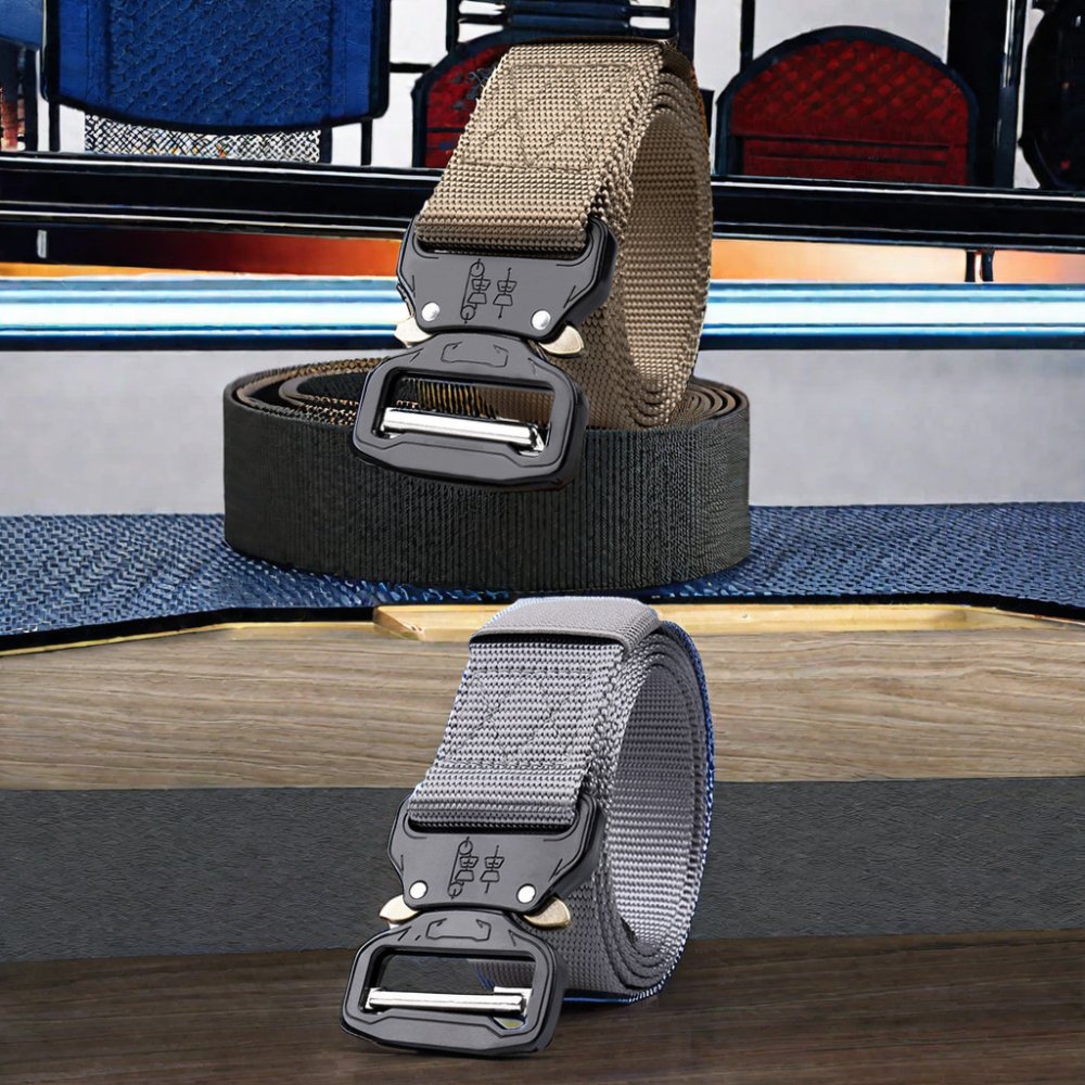 Men's Versatile Outdoor Tactical Nylon Woven Combat Belt Knitted Fabric Metal Buckle Hunting Sports Special Training Belt