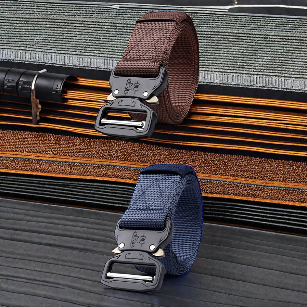 Men's Versatile Outdoor Tactical Nylon Woven Combat Belt Knitted Fabric Metal Buckle Hunting Sports Special Training Belt