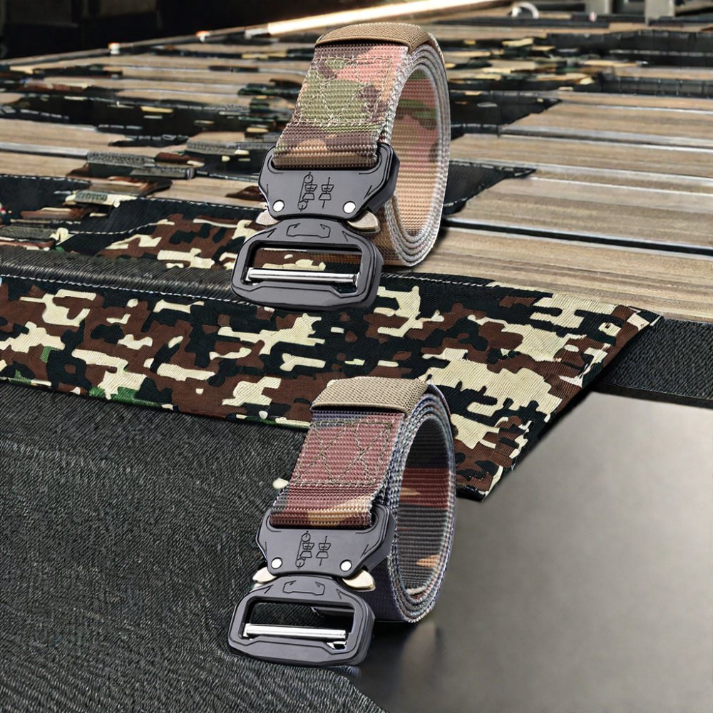 Men's Versatile Outdoor Tactical Nylon Woven Combat Belt Knitted Fabric Metal Buckle Hunting Sports Special Training Belt