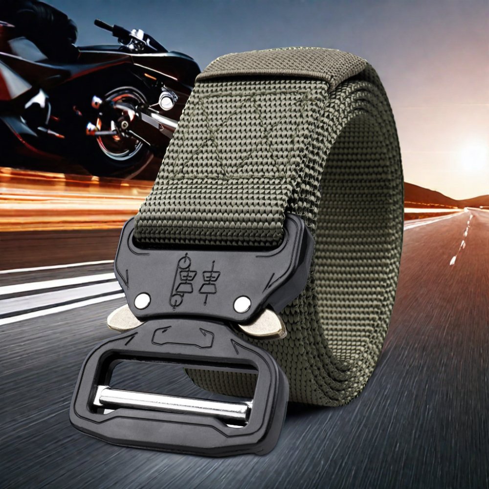 Men's Versatile Outdoor Tactical Nylon Woven Combat Belt Knitted Fabric Metal Buckle Hunting Sports Special Training Belt