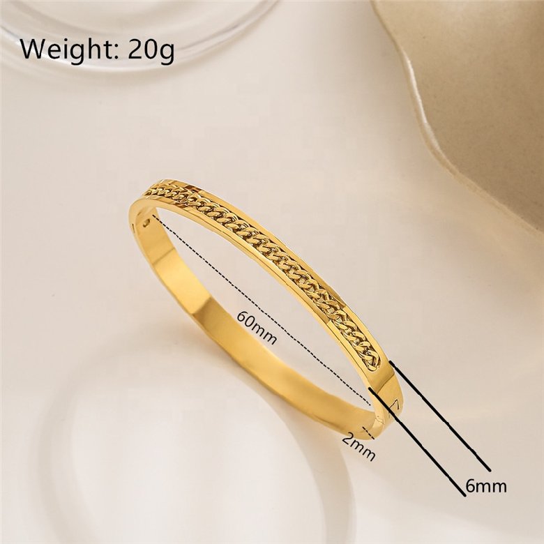 New Design Jewelry Statement Polished Stainless Steel Cuban Link Chain Shape Buckles Bracelet Bangle Gold Plated For Women Men