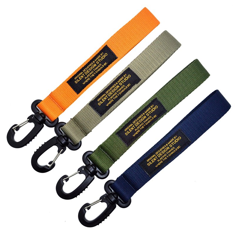 Promotional Gift Custom Carabiner Climbing motorcycle car Keychain Nylon Fabric Wrist Wristlet Key Chains