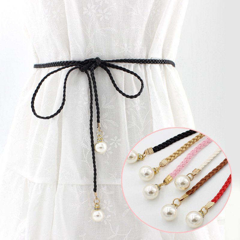 High Quality Waist Chain Multi-color Ladies Waist Chain Braided Pearl Chain Belt