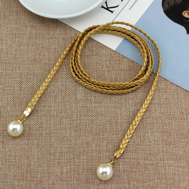 High Quality Waist Chain Multi-color Ladies Waist Chain Braided Pearl Chain Belt