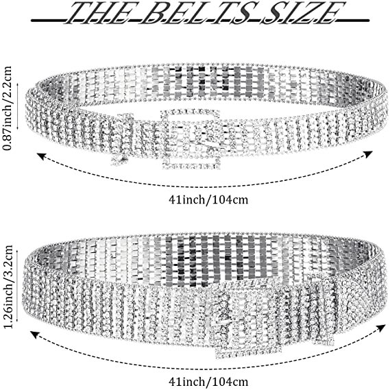 Hot Sale Rows Women Rhinestone Belts Shiny Waist Belts Wide Belt Bling Glitter Chain Waistband for Jeans Dresses Pants