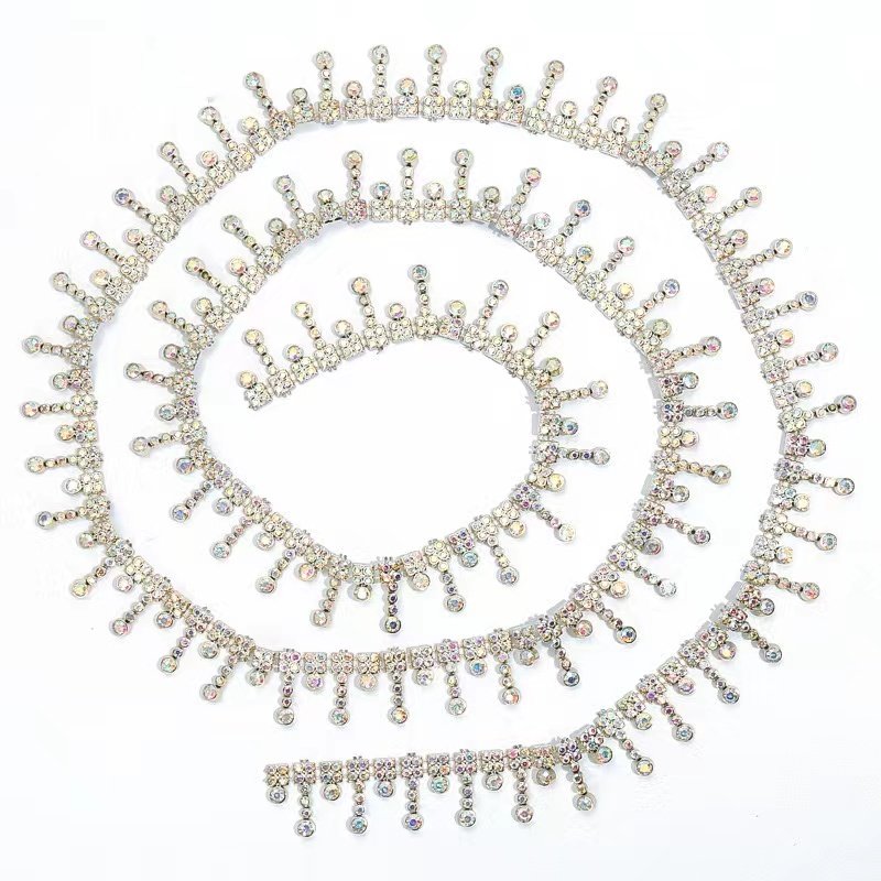ZSY 2 cm Plastic Fringe Rhinestone Cup Chain Sew On Rhinestone Trim For Bridal Dress Hat Decoration