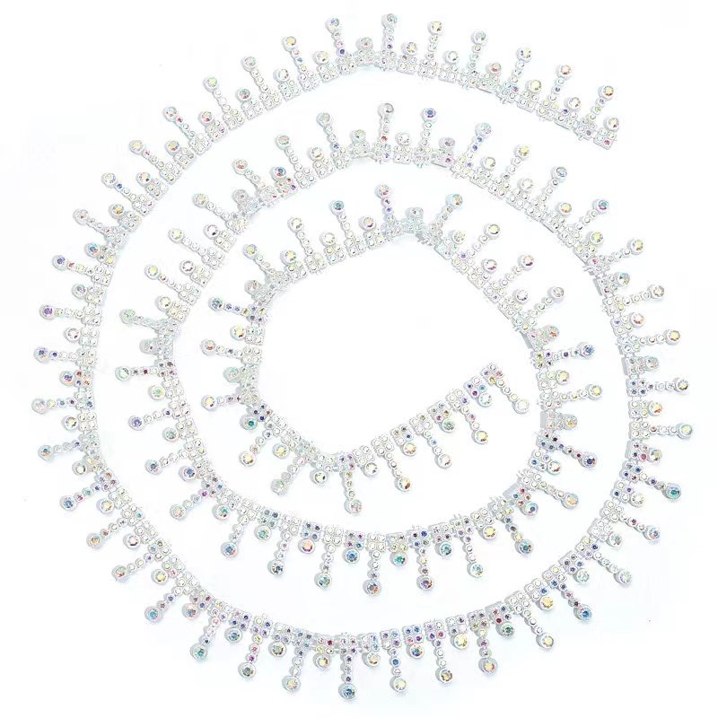 ZSY 2 cm Plastic Fringe Rhinestone Cup Chain Sew On Rhinestone Trim For Bridal Dress Hat Decoration