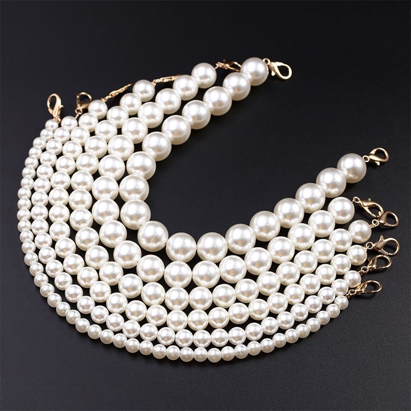 Imitation pearl bead purse chain custom size replacement handbag chain