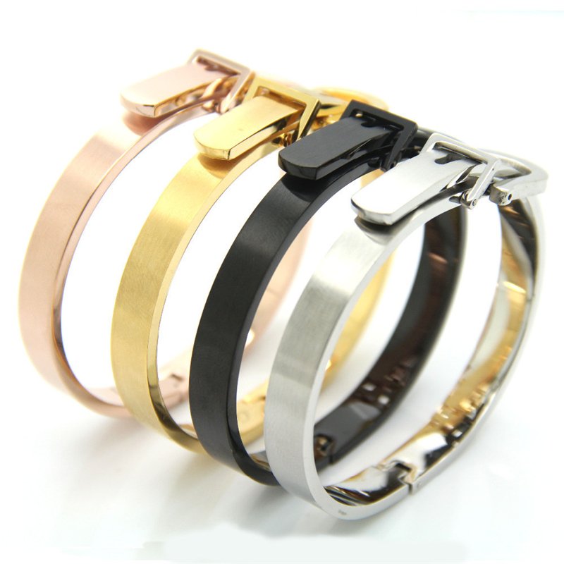 PVD Plating gold color high quality professional Classic belt stainless steel British style belt buckle bangle for woman or man