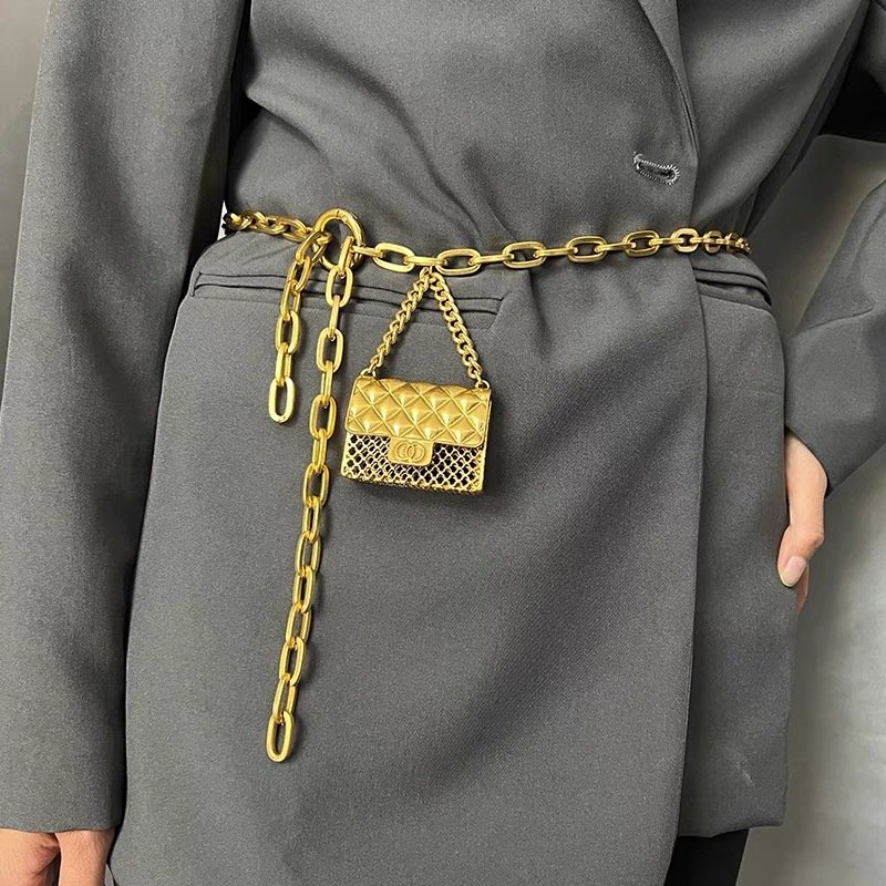 Metal Fashion Jewelry Body Chain Fashion Punk Gold Chain Belts Accessories Female Box Bag Waist Chain Belt