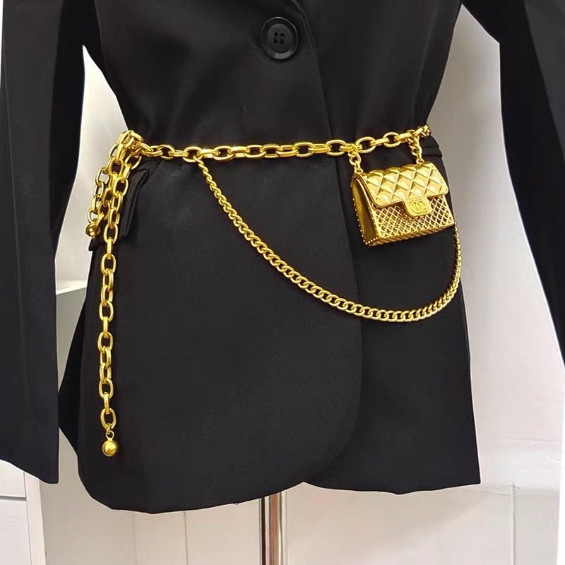 Metal Fashion Jewelry Body Chain Fashion Punk Gold Chain Belts Accessories Female Box Bag Waist Chain Belt