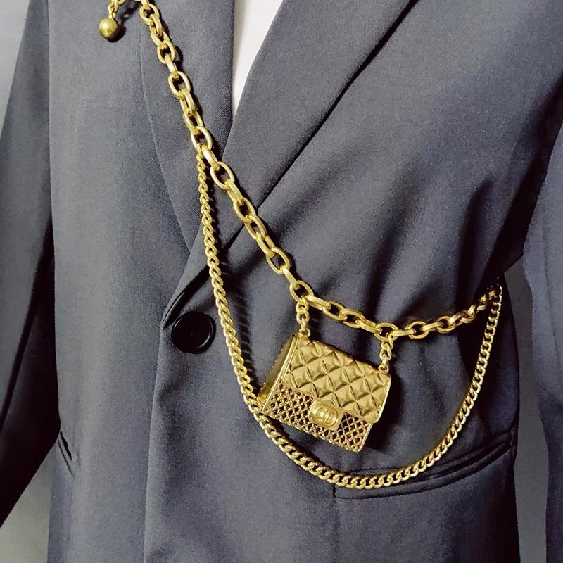 Metal Fashion Jewelry Body Chain Fashion Punk Gold Chain Belts Accessories Female Box Bag Waist Chain Belt