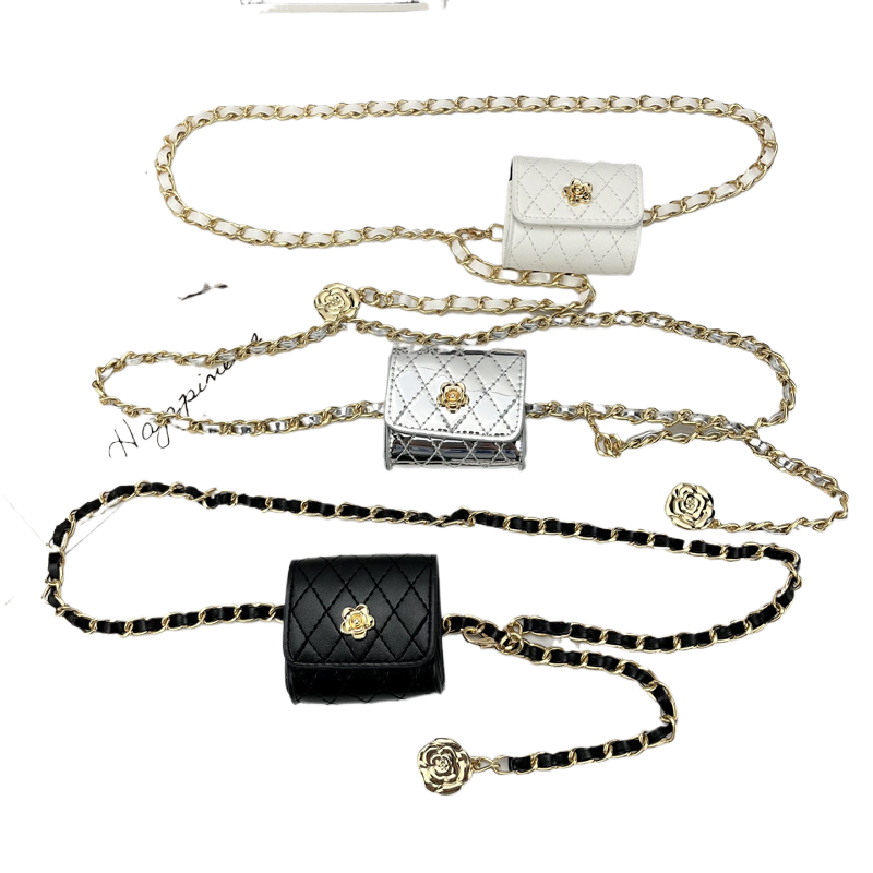 Logo Designer Luxury Brand Women Metal Chain Rivet Belt Mini Bag Waist Strap Lady Girl Dress Trousers Decorative