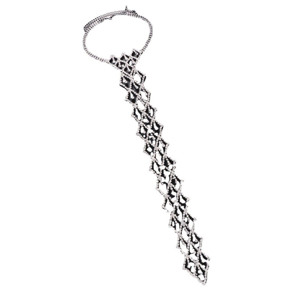 good price Sparkling Full Crystal Diamond Necktie Necklace Rhinestone Tie Choker Wedding Fine Jewelry Accessories