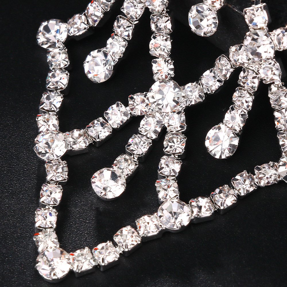 good price Sparkling Full Crystal Diamond Necktie Necklace Rhinestone Tie Choker Wedding Fine Jewelry Accessories