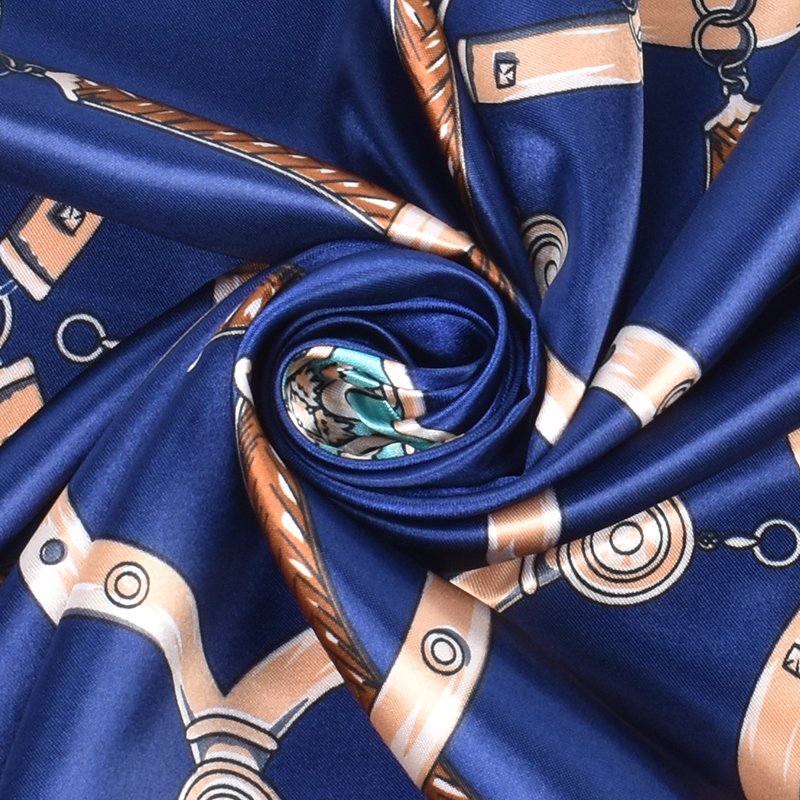 Eur-American pop belt chain classic printed silk scarf for women polyester bandanas foulard malaysia hijab shawls