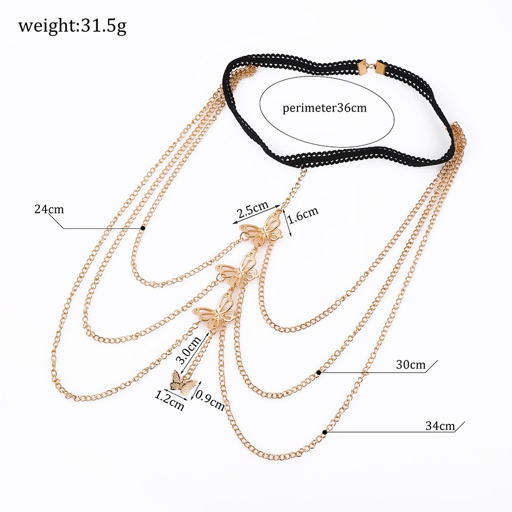 smart Leg chain Multi-layer Lace Elastic Butterfly pendant Holiday Beach Sexy Tassel Body Chain