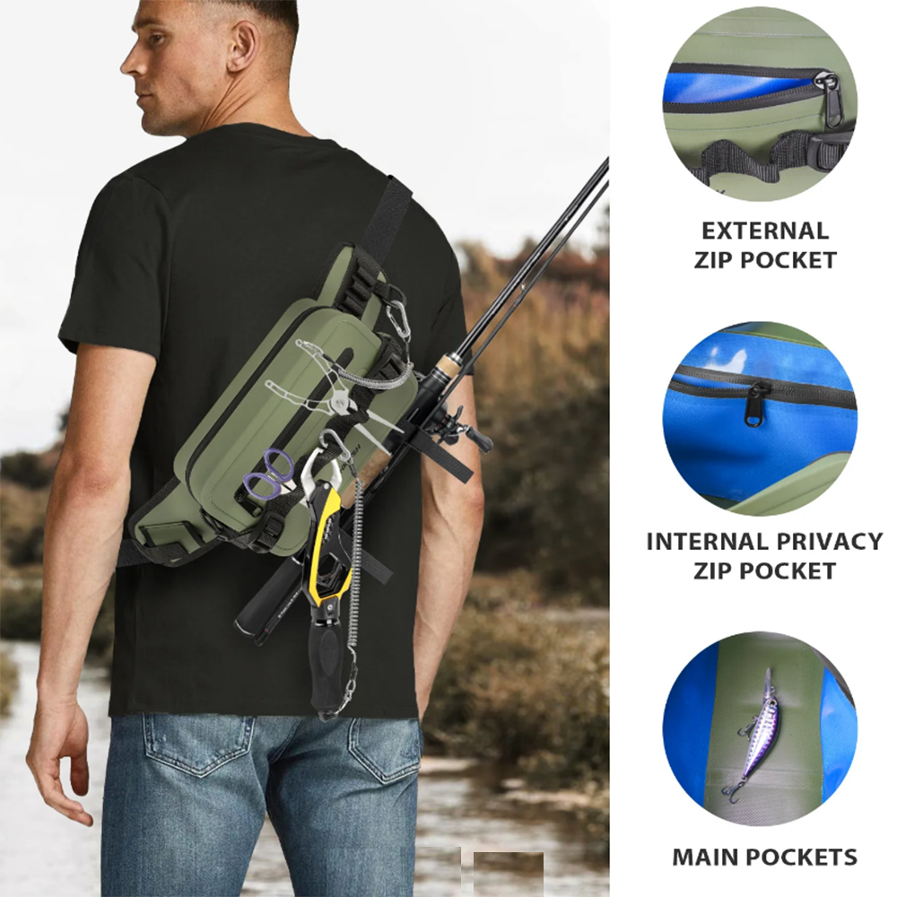 Auerka Custom Multi-Functional Belt Fanny Cell Phone Crossbody Nylon Waterproof Dry Bag Storage Tackle Fishing Sling Packs