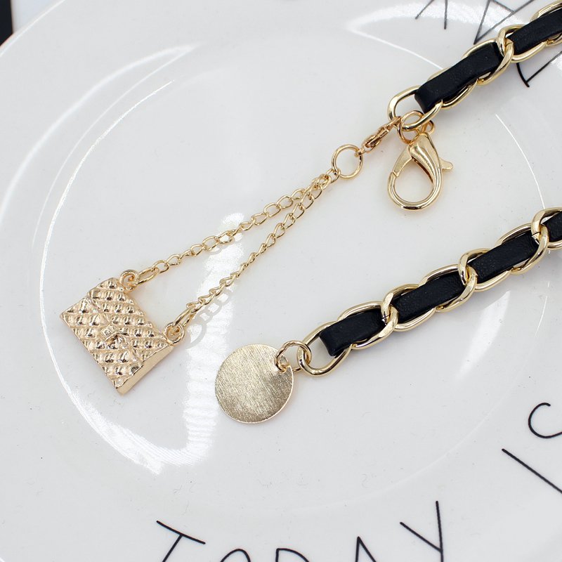 New Hot sale Thin Pu Leather metal chain Woman Dress Decorate Simple Waist Belts Dress Accessories