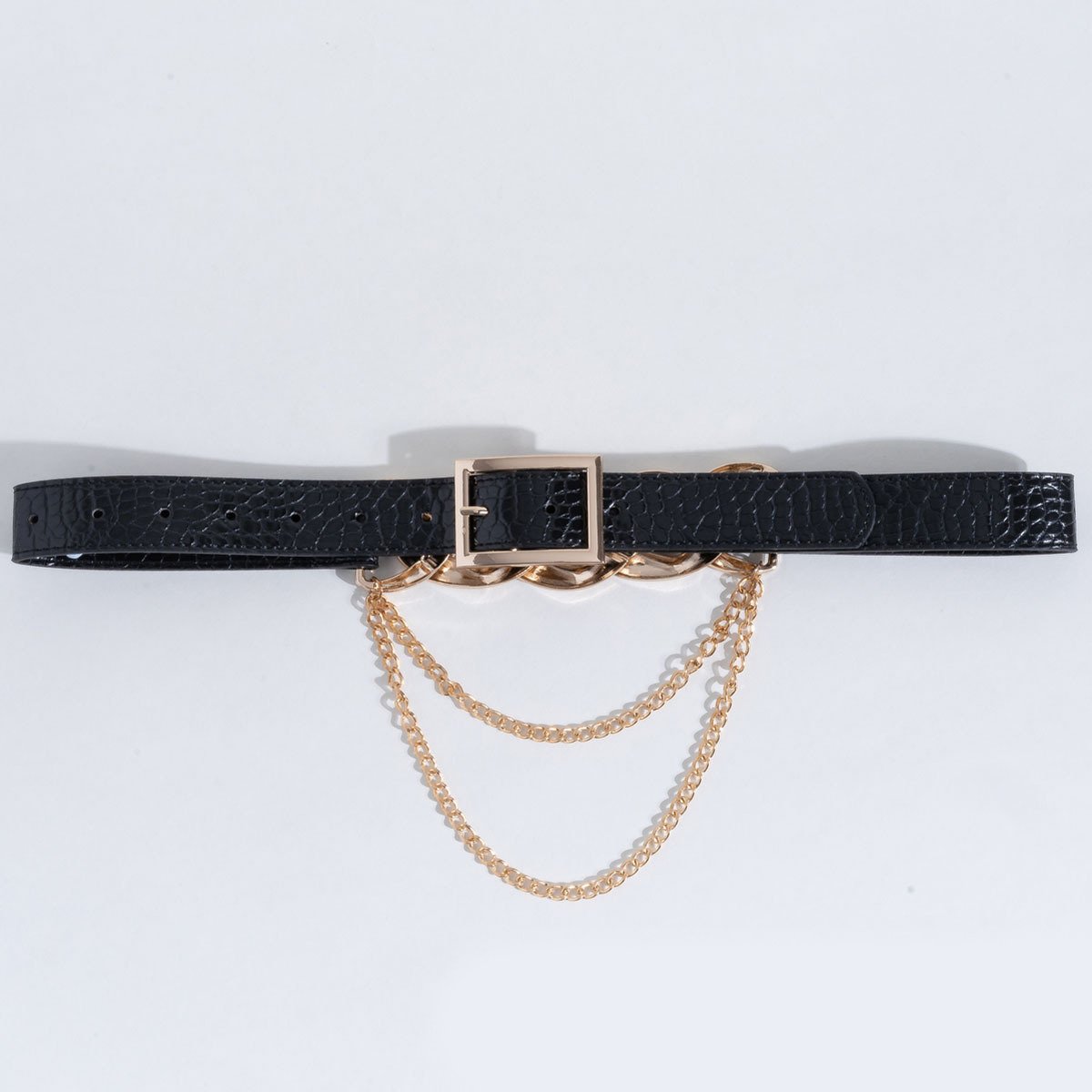 Chain buckle PU punk belt