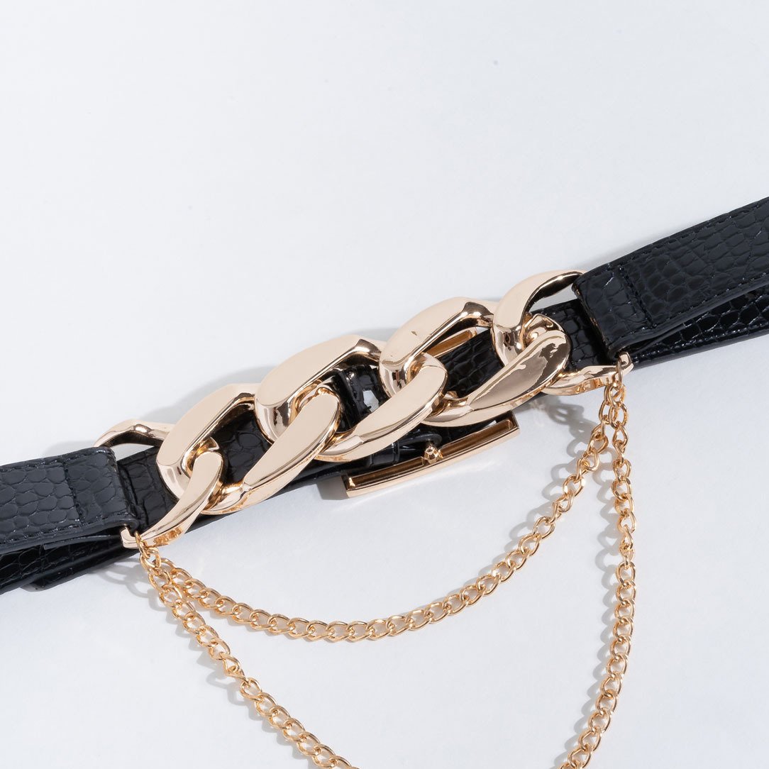 Chain buckle PU punk belt