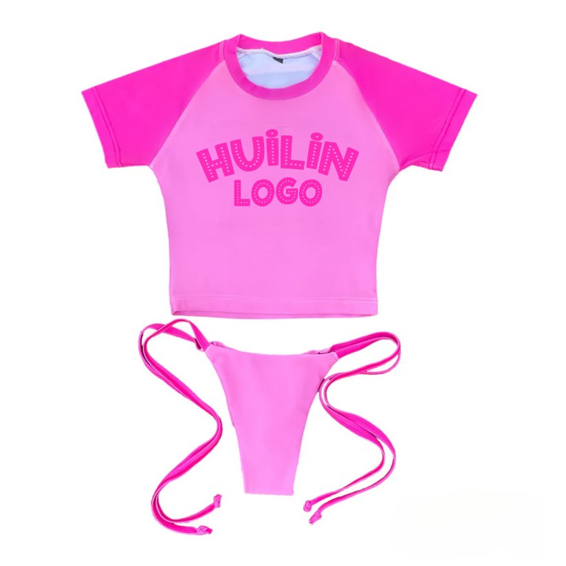 Huili Factory Designer Contrast Block Color Swimwear Bikini Set Women Summer Custom Sexy Two Piece Swimsuit For Women