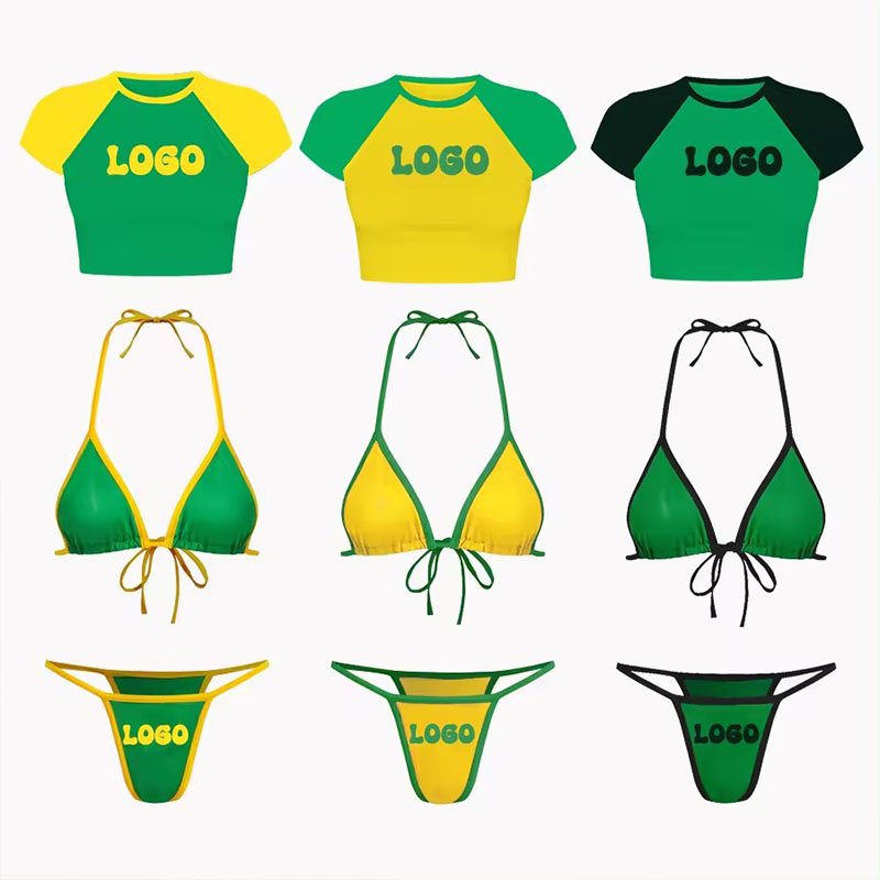 Huili Factory Designer Contrast Block Color Swimwear Bikini Set Women Summer Custom Sexy Two Piece Swimsuit For Women