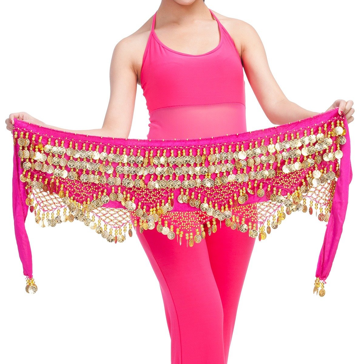 320 Coins Belly Dance Waist Chain Triple Straight Bicorn Belt Noisy Heavy Metal Golden Silver Bellydance Costume Skirt India