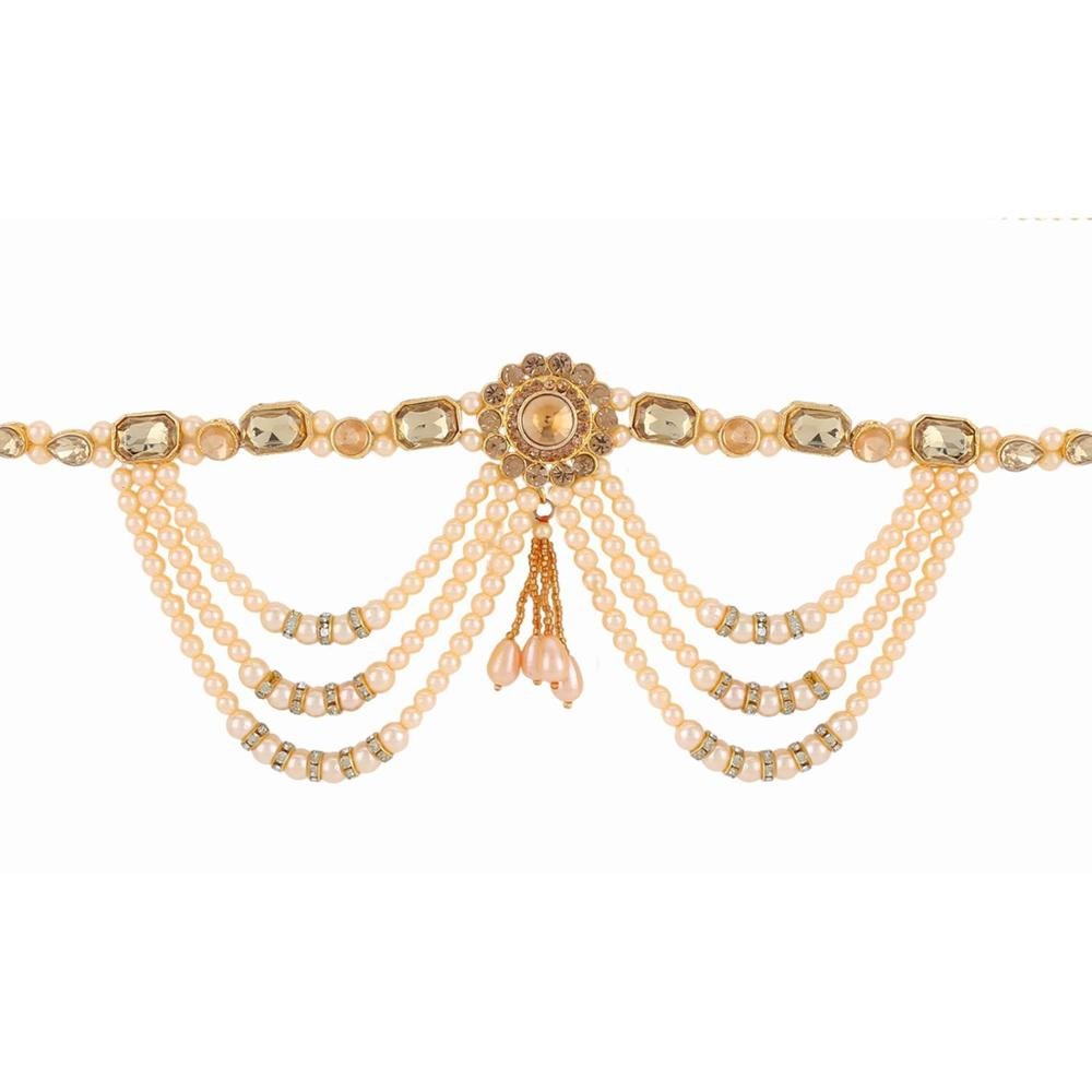 Indian Vintage Multilayer Golden Pearl Rhinestone Gold Plated Pearl Kundan Red Green Crystal Waist Belt Belly Chain Kamarbandh f