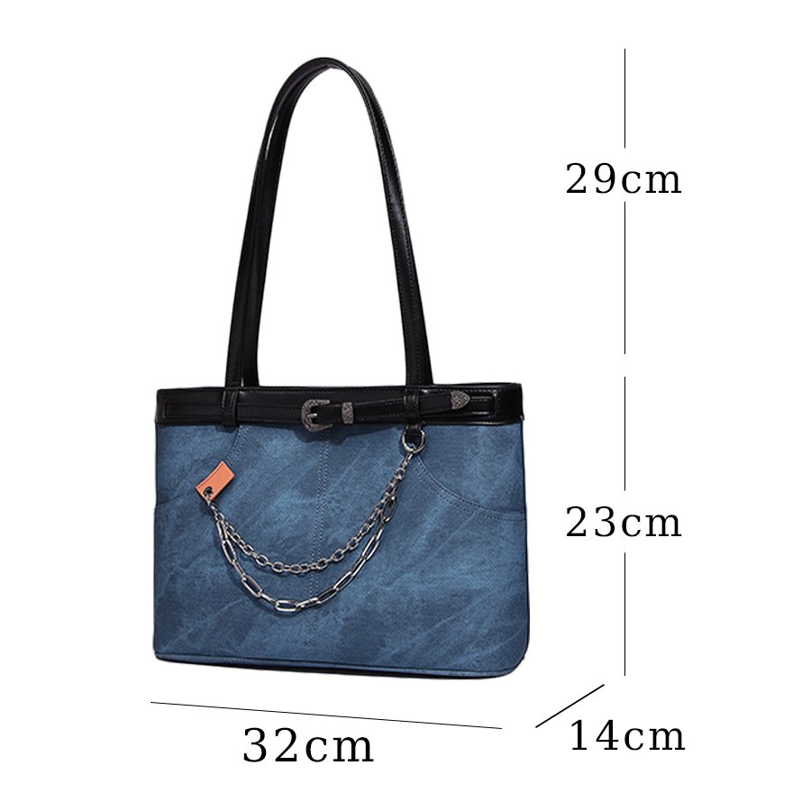 Ready shopping denim jean tote bag wholesale vegan leather women shoulder bag luxury handbags for women carrying bag 3199