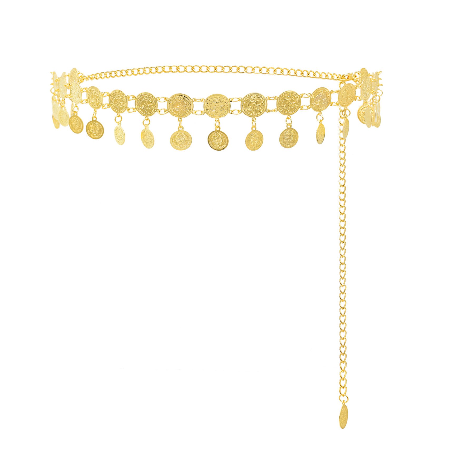 New Gold Plated Coin Tassels Women Belt Waist Belly Chains Dress Accessories