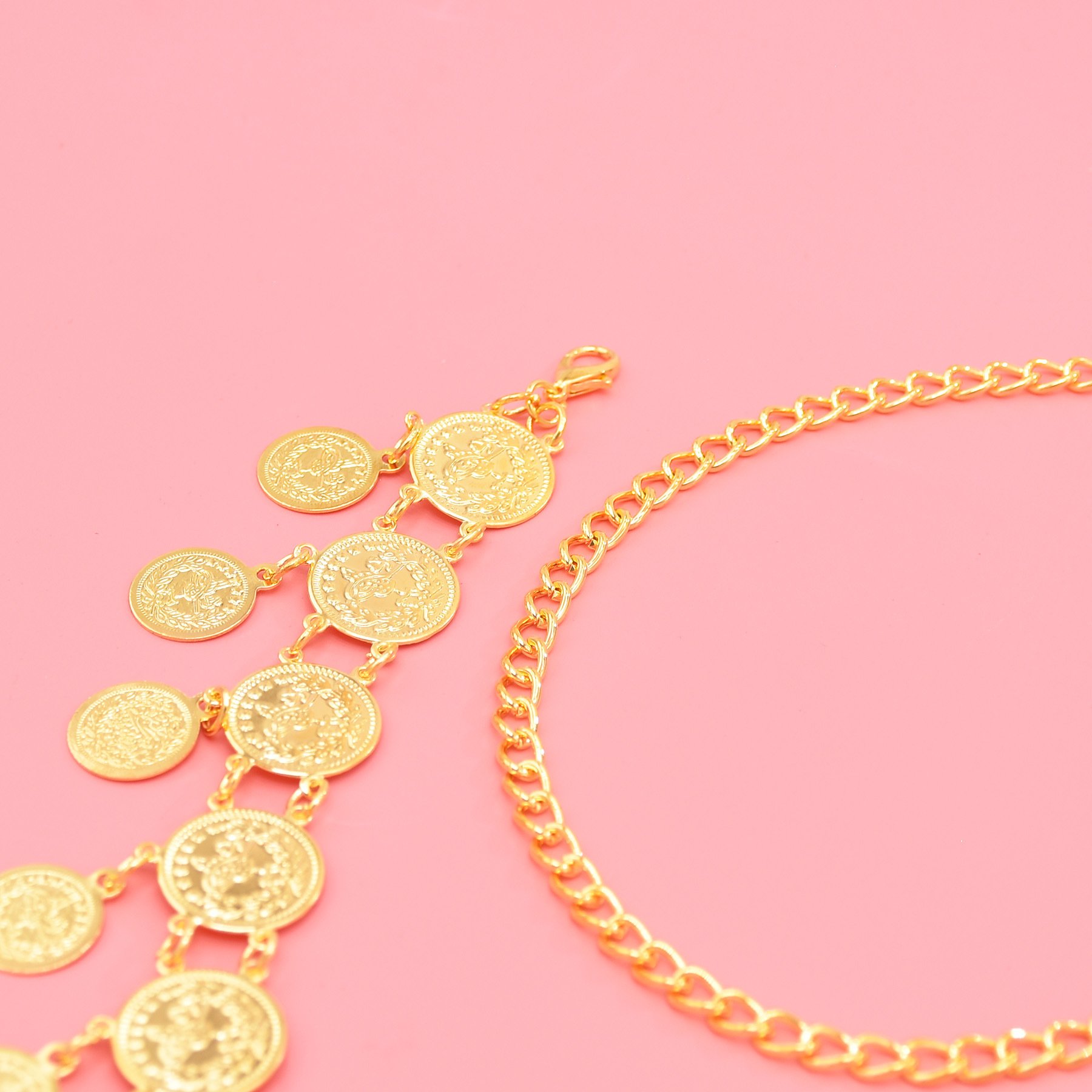 New Gold Plated Coin Tassels Women Belt Waist Belly Chains Dress Accessories