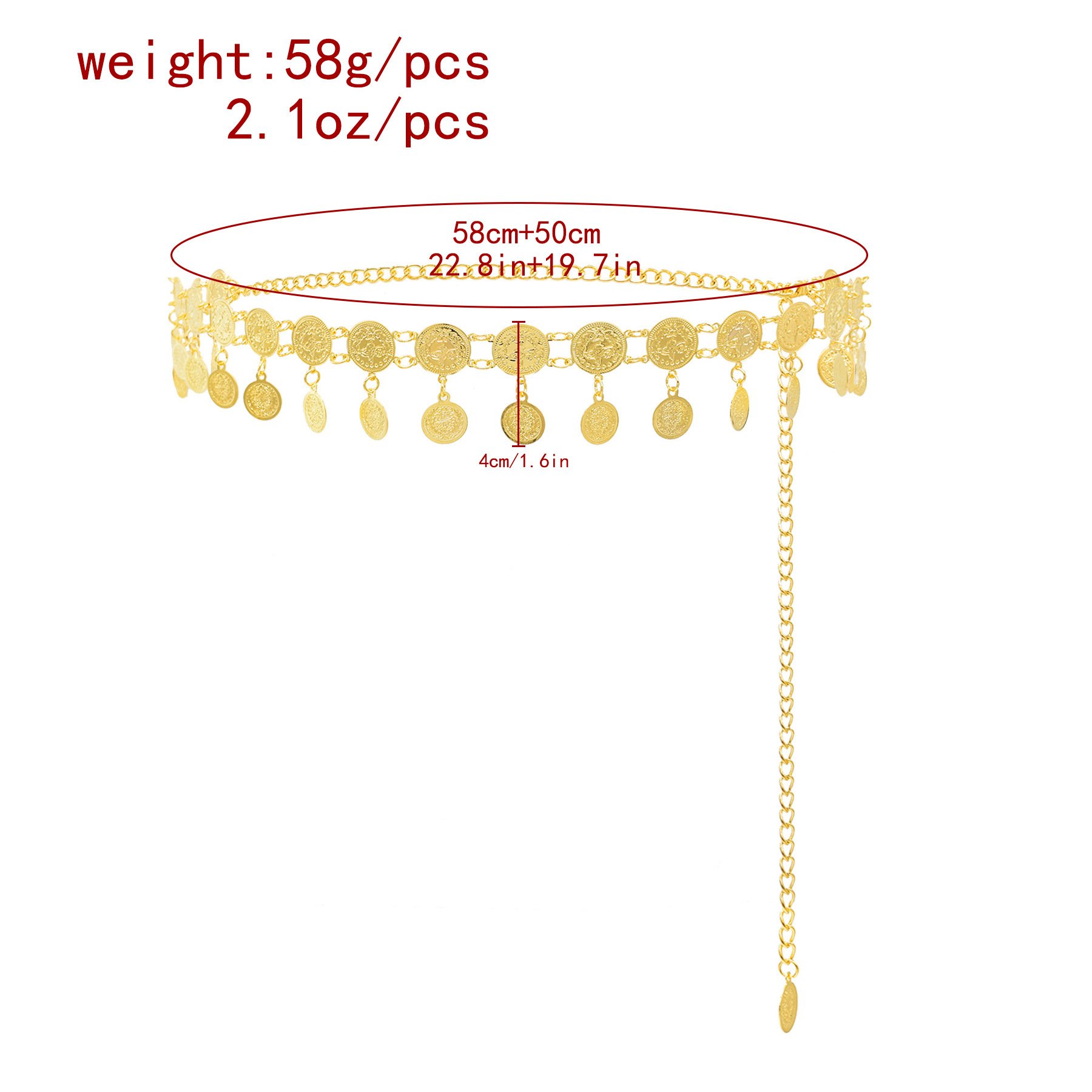 New Gold Plated Coin Tassels Women Belt Waist Belly Chains Dress Accessories