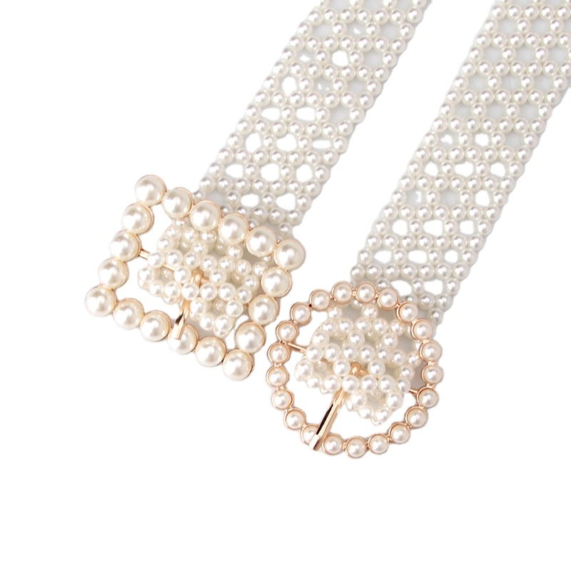 2024 Ladies Dresses Skirt Waist Belts Alloy Buckle Waistband Women chain belts Fashion Pearl Belt