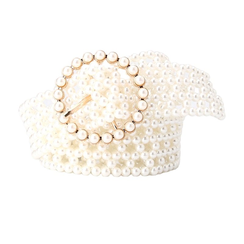 2024 Ladies Dresses Skirt Waist Belts Alloy Buckle Waistband Women chain belts Fashion Pearl Belt