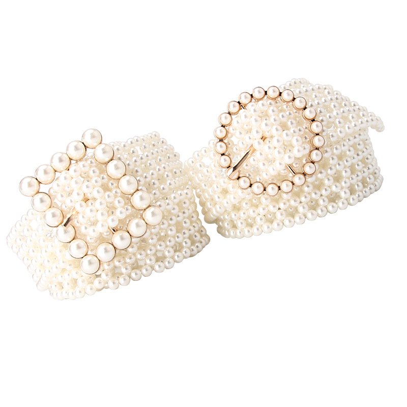 2024 Ladies Dresses Skirt Waist Belts Alloy Buckle Waistband Women chain belts Fashion Pearl Belt