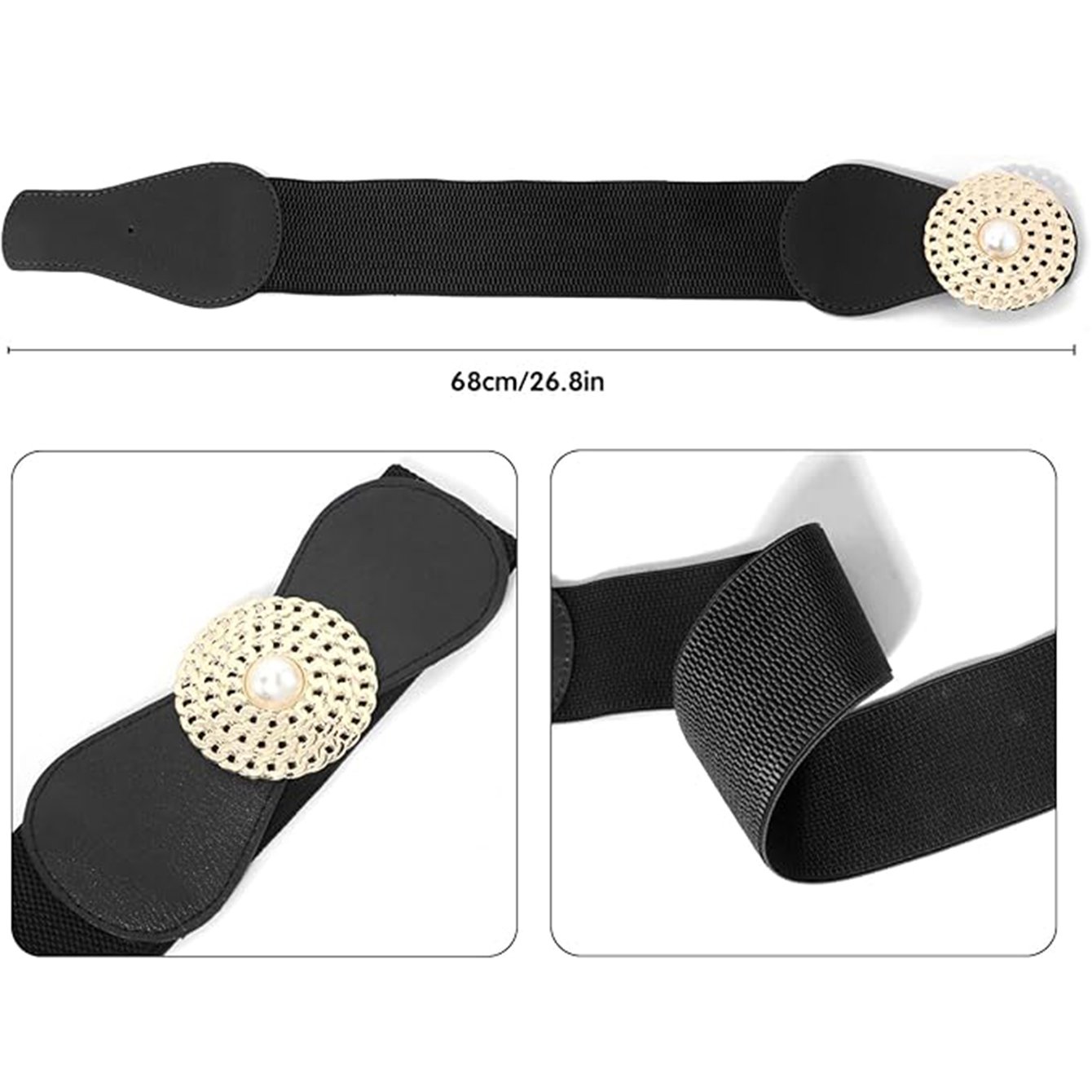 Women Skinny Belt for Dresses Round Chain Design Buckle Retro Stretch Ladies Waist Belt 6pcs Low MOQ