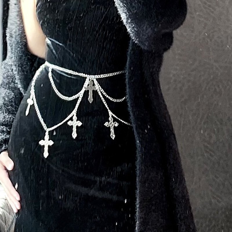 Women's Punk Cross Cowgirl Chain Belt Dress Waist Chain Accessories Belt