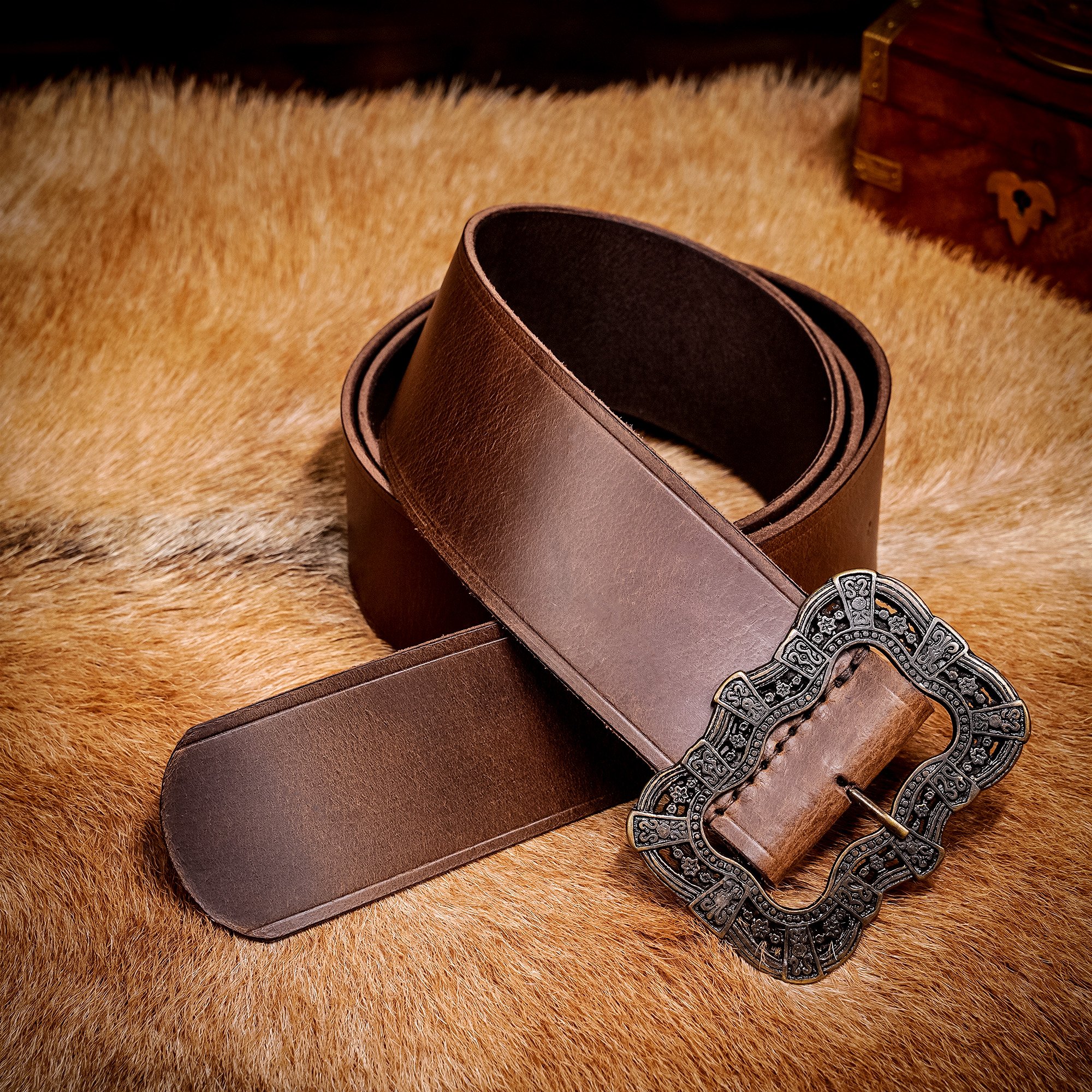 Embossed PU Leather O Ring Belt Viking Costume LARP Accessories Medieval Men's Belt with Belt Category Premium quality