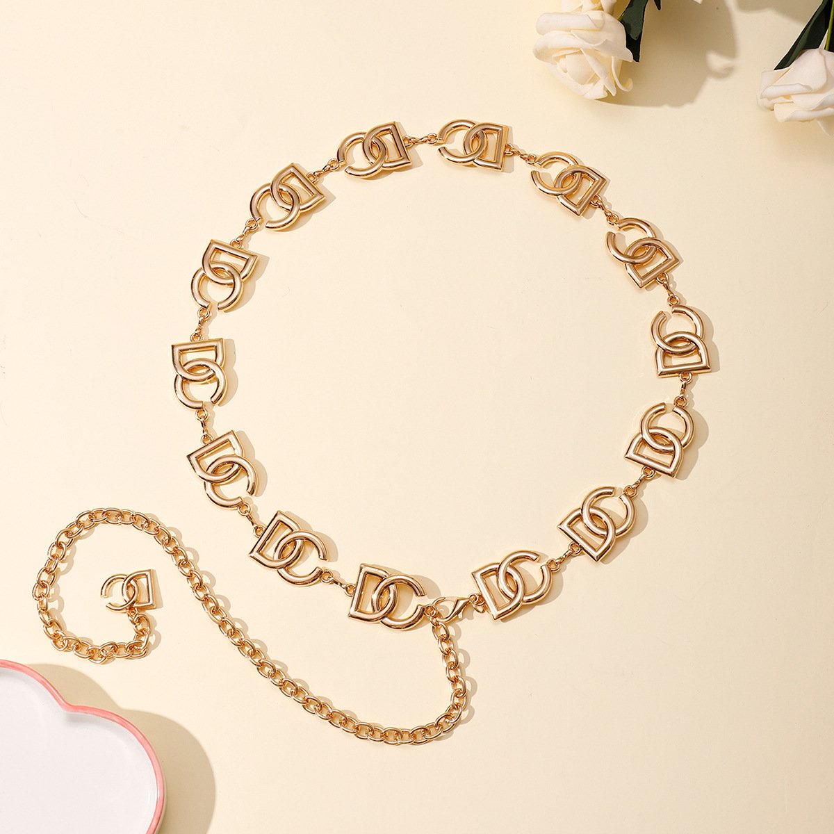 Wholesale Fashion Letters Gold Silver Chain Accessories Women Chain Belt Waist Custom Logo