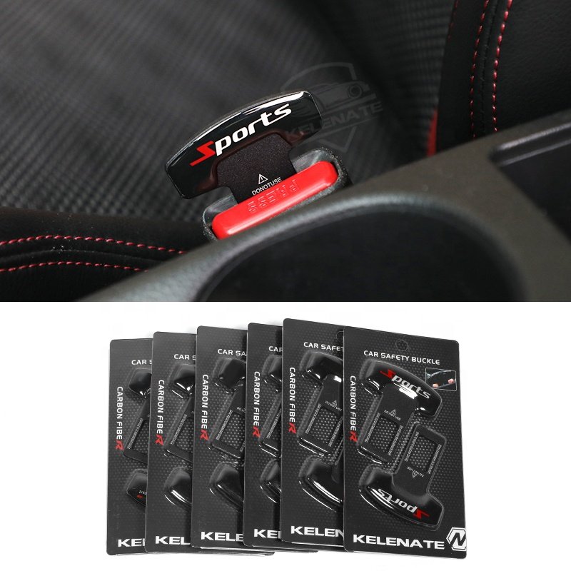 Factory Custom Logo Safety Alarm Seat Belt Buckle Alarm Stopper Clip Car Seat Belt Buckle Seat Belt Silencer