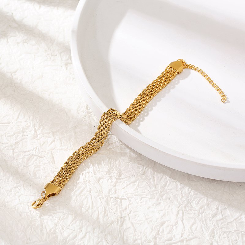 Italian craft 18k Gold Plated Pvd Plating Stainless Steel Paperclip Watch Clasp Chain Ladies cuban tennis Bracelets