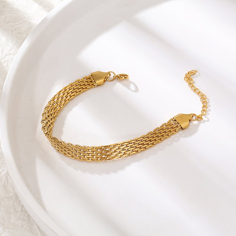 Italian craft 18k Gold Plated Pvd Plating Stainless Steel Paperclip Watch Clasp Chain Ladies cuban tennis Bracelets