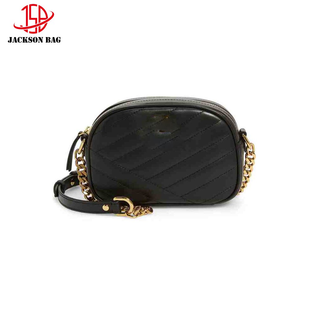 Camera Bag Featuring Asymmetrical Quilting and An Adjustable Chain and Leather Trending Belt Fanny Bag Small Ladies Chain Bag