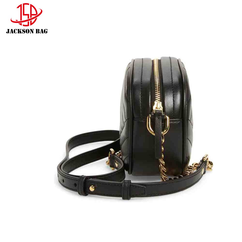 Camera Bag Featuring Asymmetrical Quilting and An Adjustable Chain and Leather Trending Belt Fanny Bag Small Ladies Chain Bag