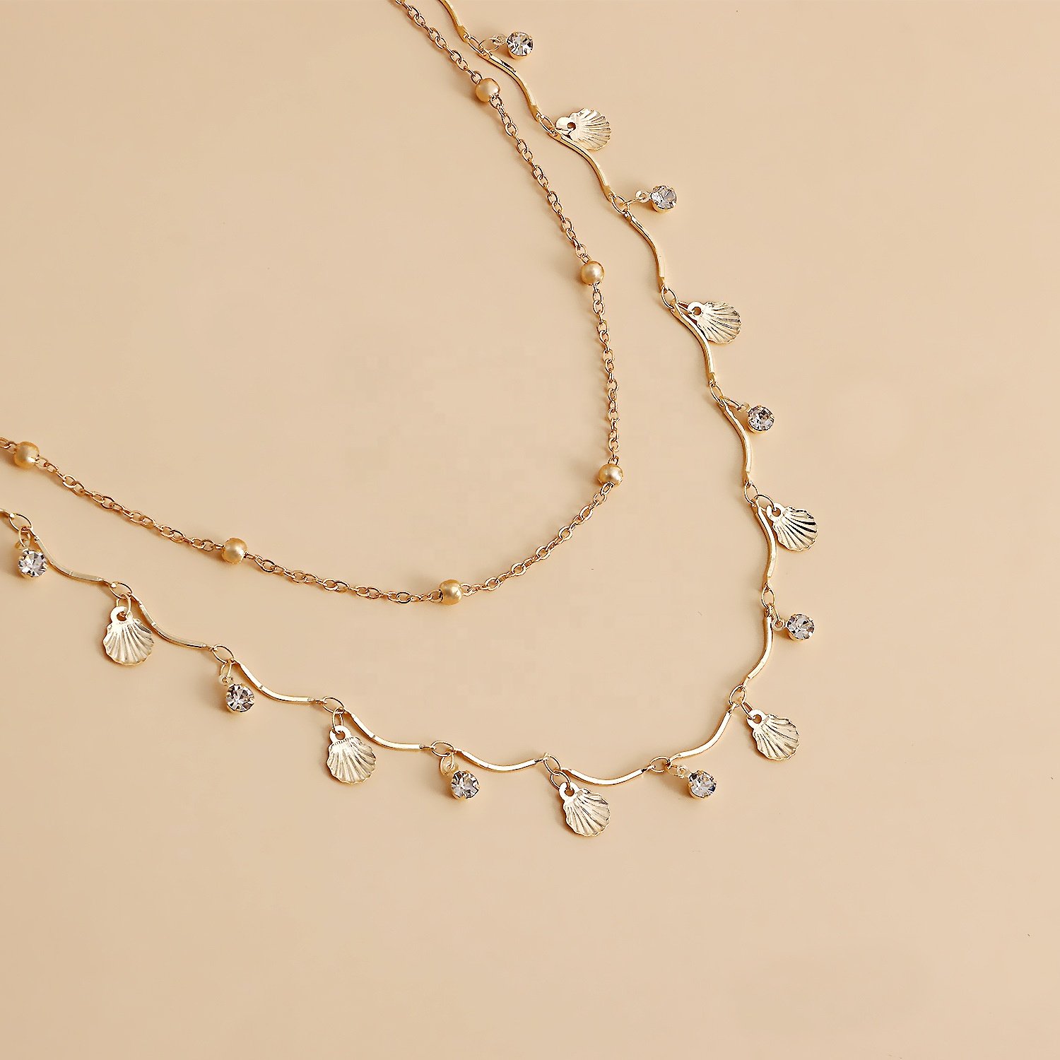 Sexy cool girl simple metal body chain niche scallop zircon all-match belly chain jewelry accessories